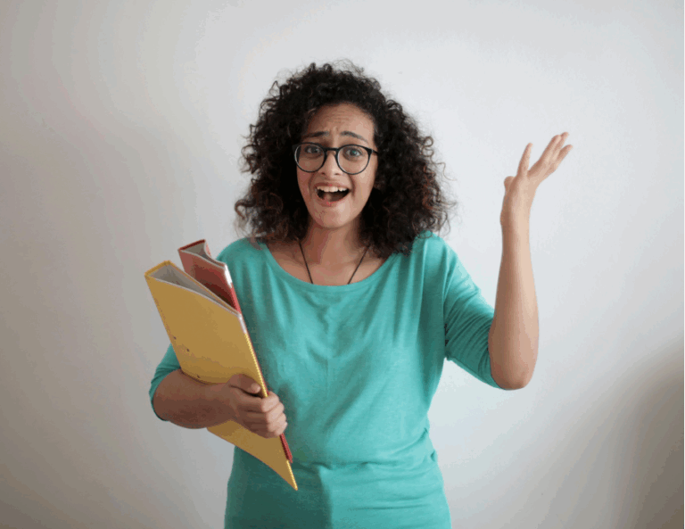 Teacher teaching english courses to students