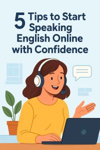 A girl practicing her speaking skills online