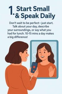 A girl who is learning to speak English