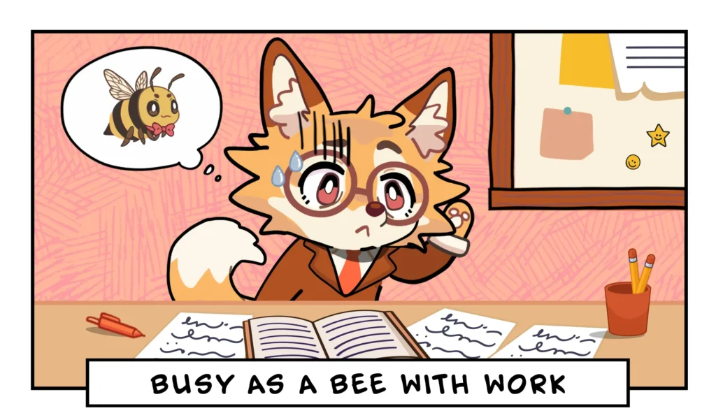 Illustration showing different animals used in common idioms with animals in English