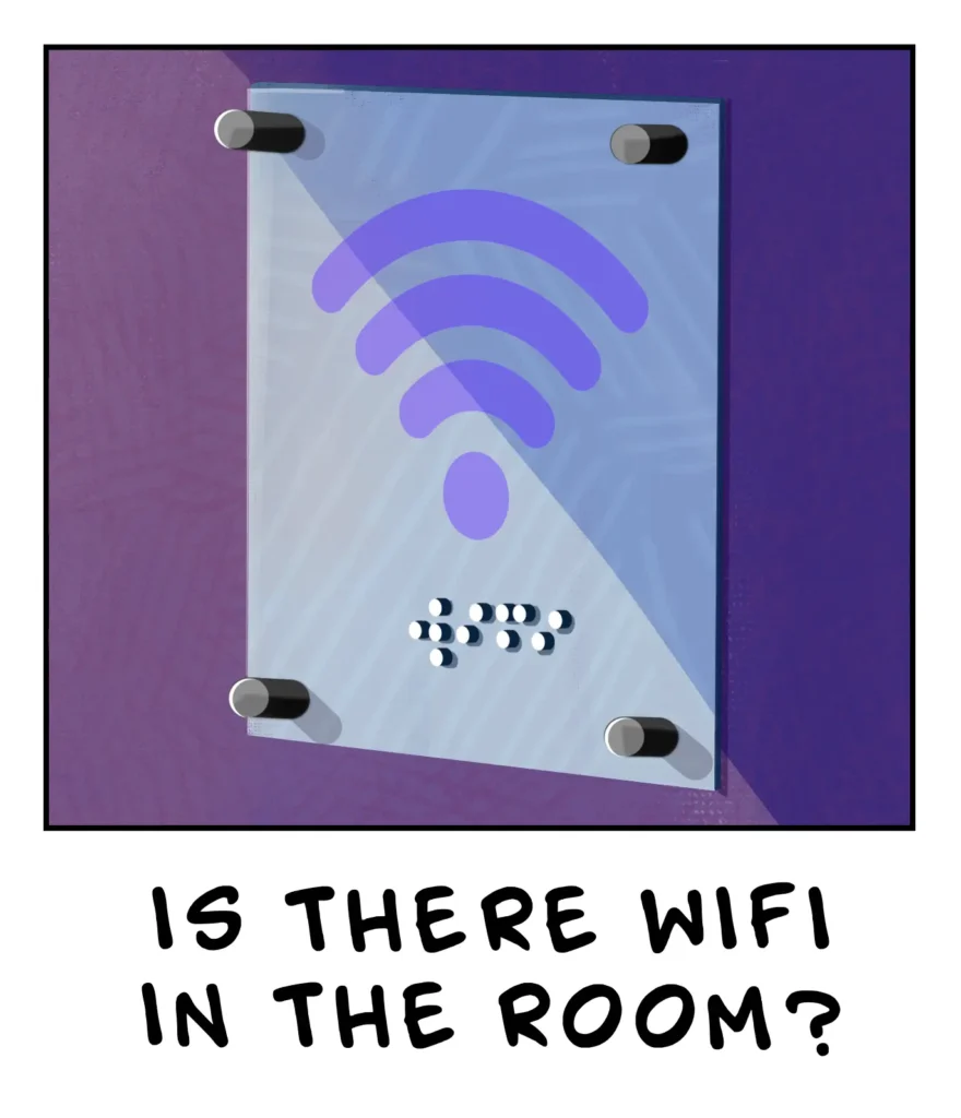 Guest asking if there is WiFi in the hotel room using English and Spanish hotel vocabulary