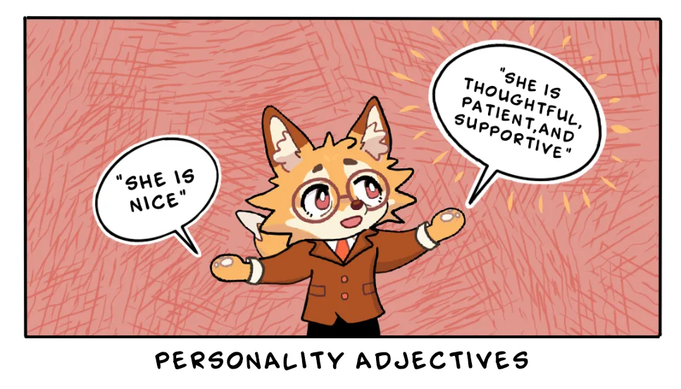 100+ personality adjectives to describe a person with meanings and examples for improving English vocabulary