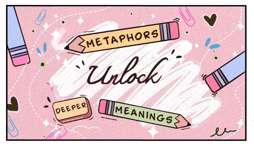 Teaching metaphors in a classroom with a teacher explaining figurative language