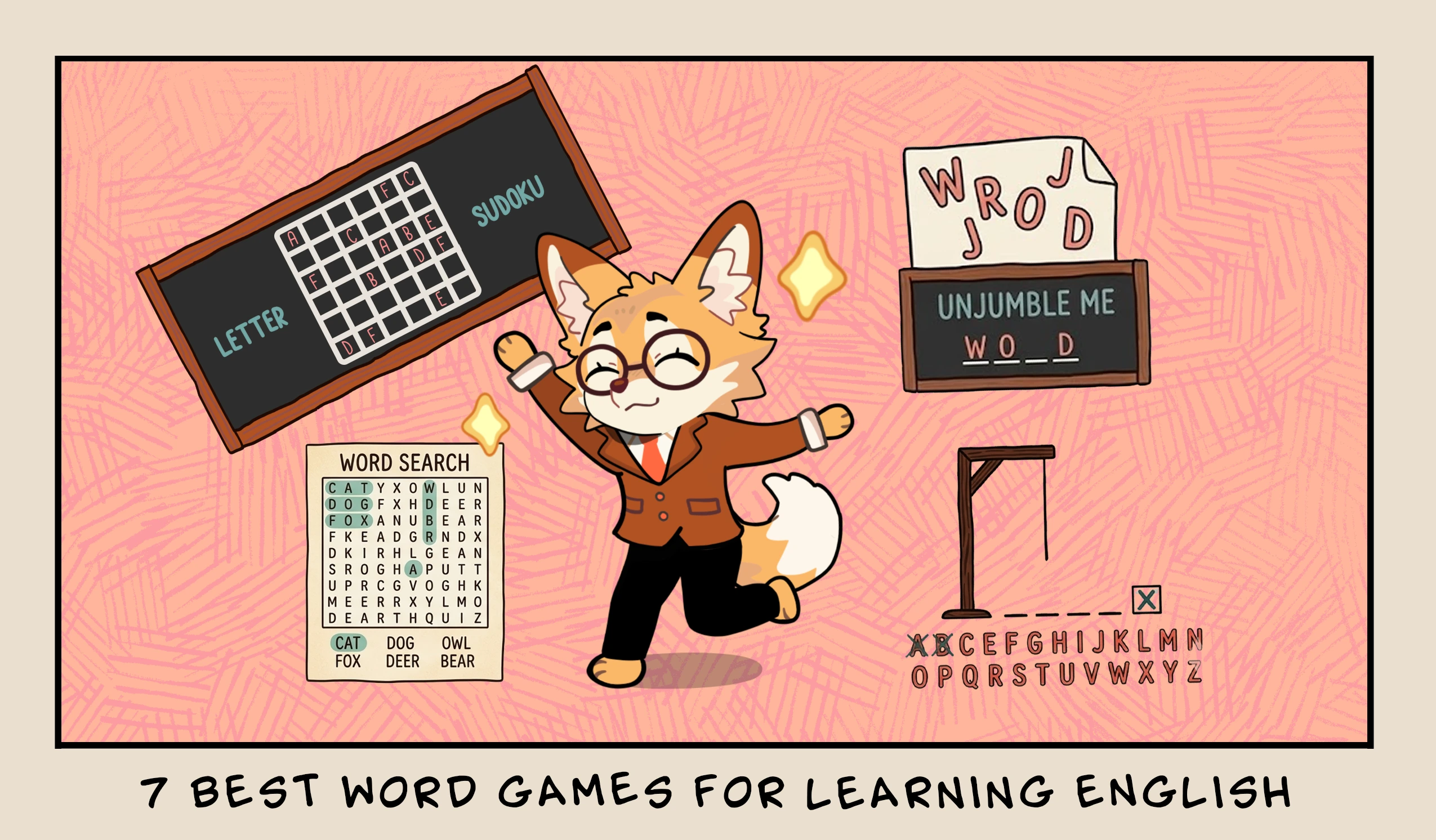 Word games for learning English vocabulary and spelling