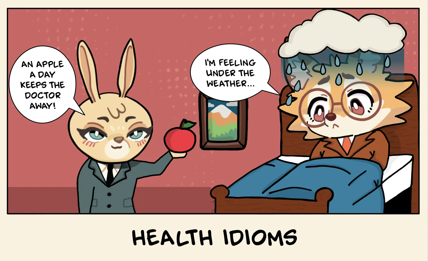 Health idioms with meanings and examples for improving English fluency