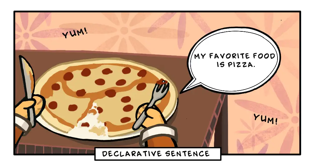 Types of sentences in English: declarative sentence example making a statement