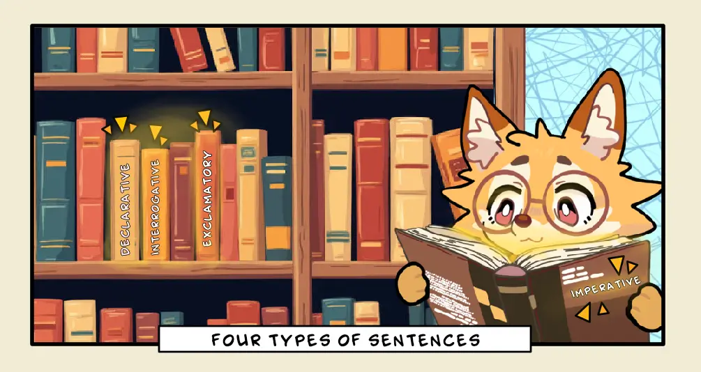 Types of sentences in English with examples of declarative, interrogative, imperative, and exclamatory sentences